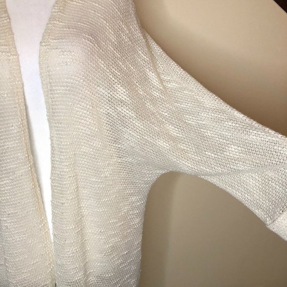 FOREVER 21 Cream Coastal Lightweight Open Crochet Style Lacey Longline Cardigan - Picture 6 of 12
